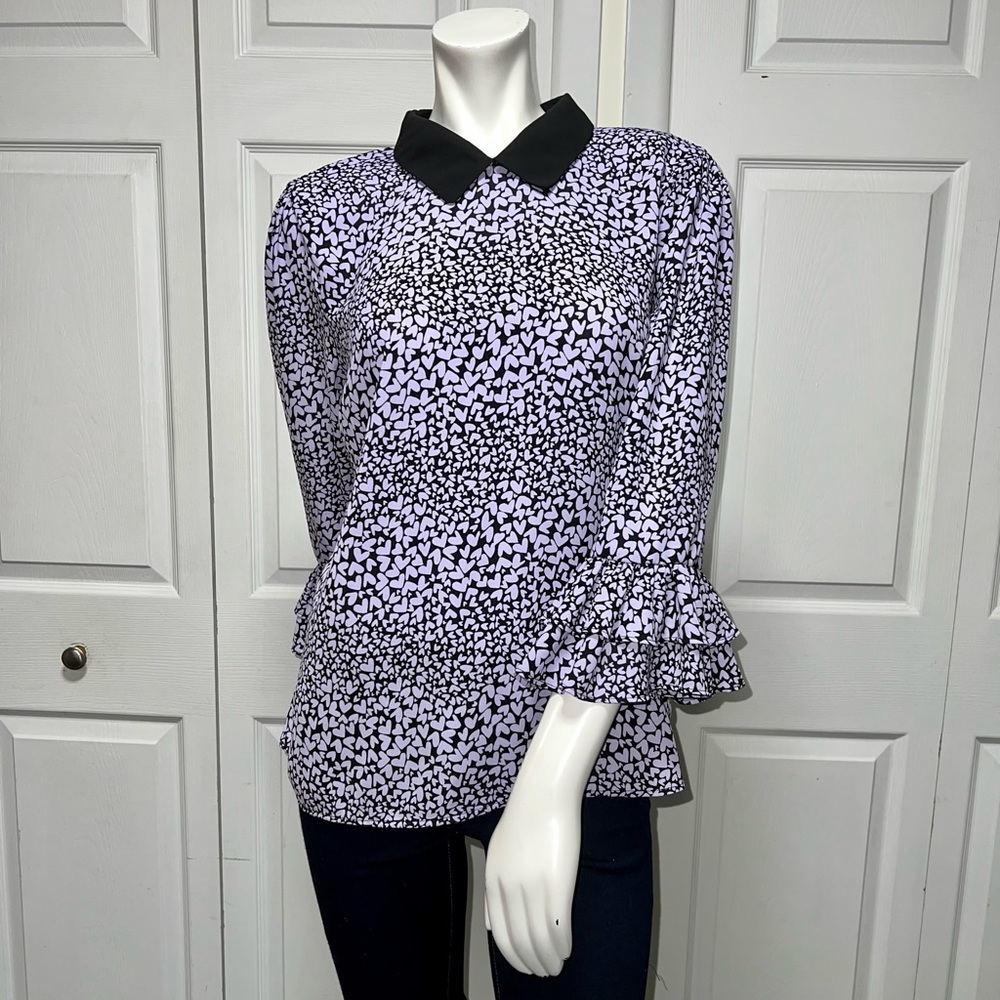 Purple and Black Collar Blouse